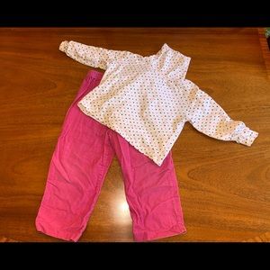 Polka dot turtleneck with pink pants